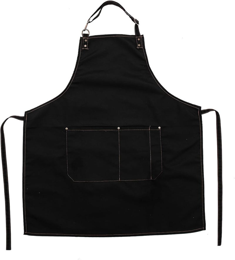 HANABASS Professional Hairdresser Apron with Pockets, Wear-resistant Black Kitchen Apron for Women, Dirt-proof Multi-purpose Cooking and Salon Use - Image 1