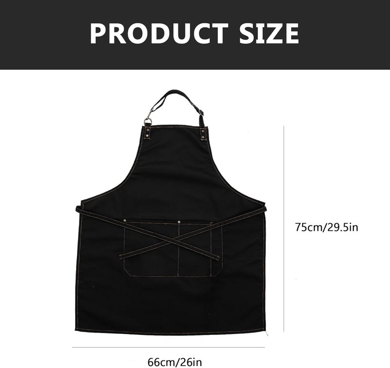 HANABASS Professional Hairdresser Apron with Pockets, Wear-resistant Black Kitchen Apron for Women, Dirt-proof Multi-purpose Cooking and Salon Use - Image 2