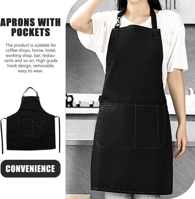 HANABASS Professional Hairdresser Apron with Pockets, Wear-resistant Black Kitchen Apron for Women, Dirt-proof Multi-purpose Cooking and Salon Use - Image 3