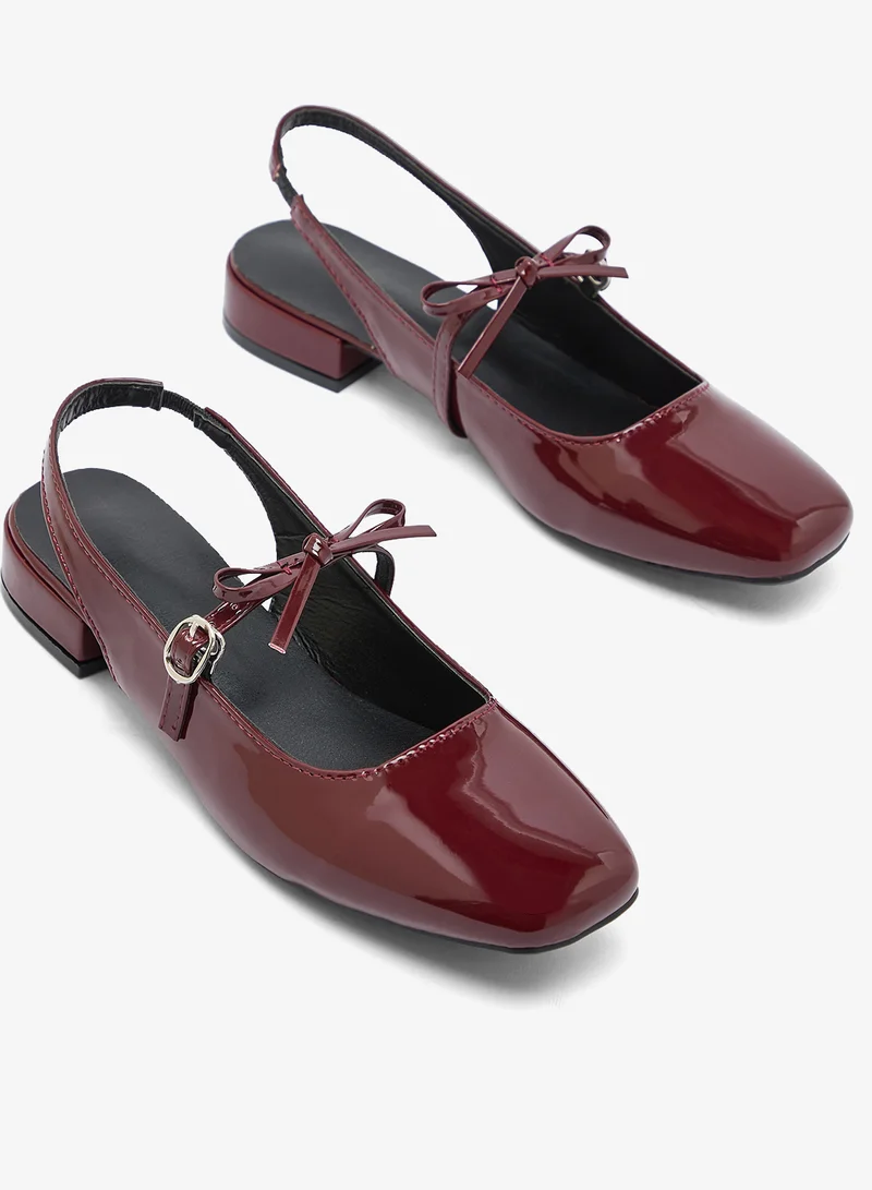 Ginger Burgundy Bow Detail Classic Ballet Flats for Women | Best Price UAE