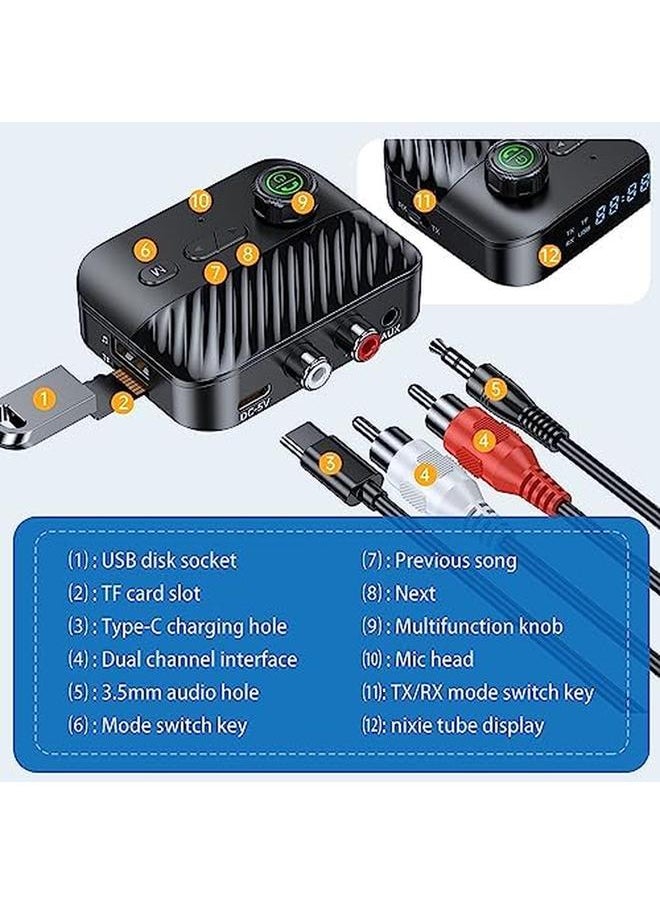 Generic - Bluetooth Transmitter For Tv To Headphones Bluetooth Transmitter Receiver With Display V5.3 Bluetooth Receiver For Home Stereo Headphones Speakers Home Theater Tv Low Latency Ce8246 - Image 1