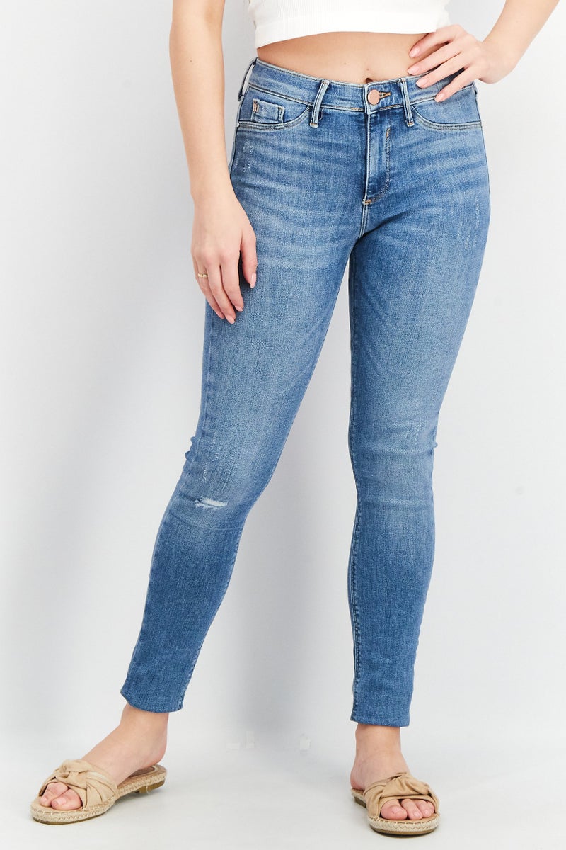 RIVER ISLAND Women Skinny Fit Washed Stretchable Rip Jeans, Light Blue - Image 1