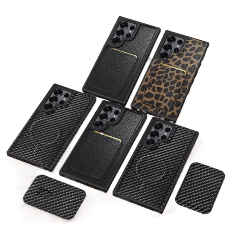 غطاء MagSafe | مقاوم للصدمات لـ Samsung Galaxy S24 Ultra | حماية من السقوط | حامل بطاقات مغناطيسي | Leopard Print - Image 2