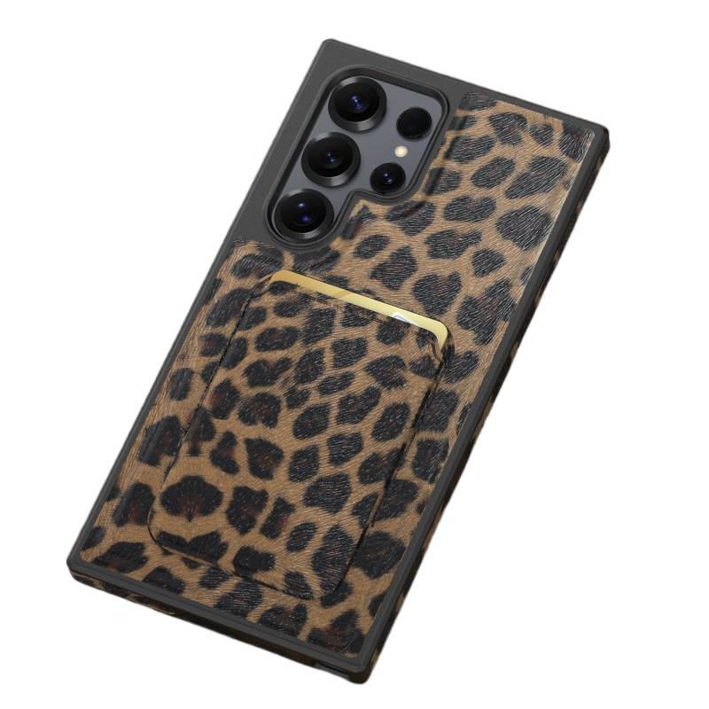 غطاء MagSafe | مقاوم للصدمات لـ Samsung Galaxy S24 Ultra | حماية من السقوط | حامل بطاقات مغناطيسي | Leopard Print - Image 1