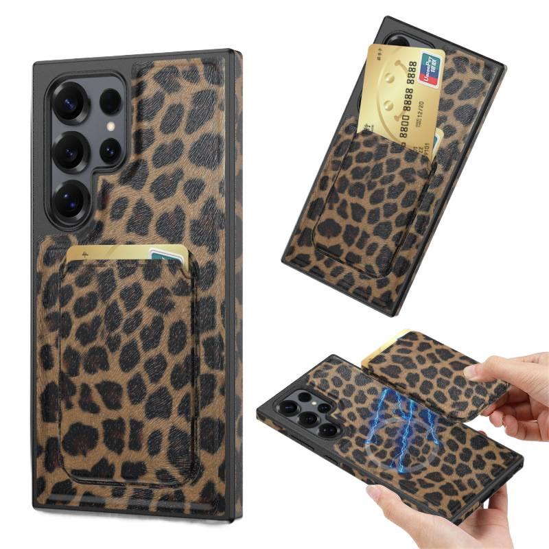 غطاء MagSafe | مقاوم للصدمات لـ Samsung Galaxy S24 Ultra | حماية من السقوط | حامل بطاقات مغناطيسي | Leopard Print - Image 3