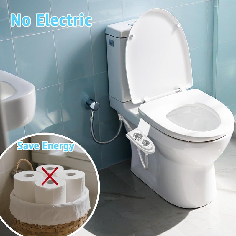 Aünsffer Bidet Toilet Attachment,Non-Electric 3 Wash Modes, Adjustable Water Pressure, Cold Water, White - Image 5