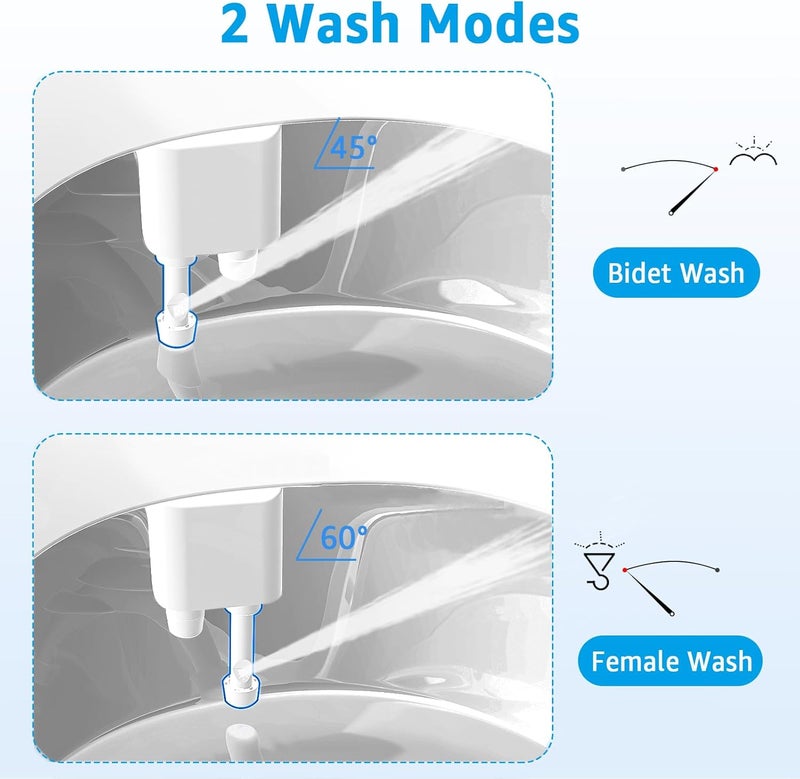Aünsffer Bidet Toilet Attachment,Non-Electric 3 Wash Modes, Adjustable Water Pressure, Cold Water, White - Image 2