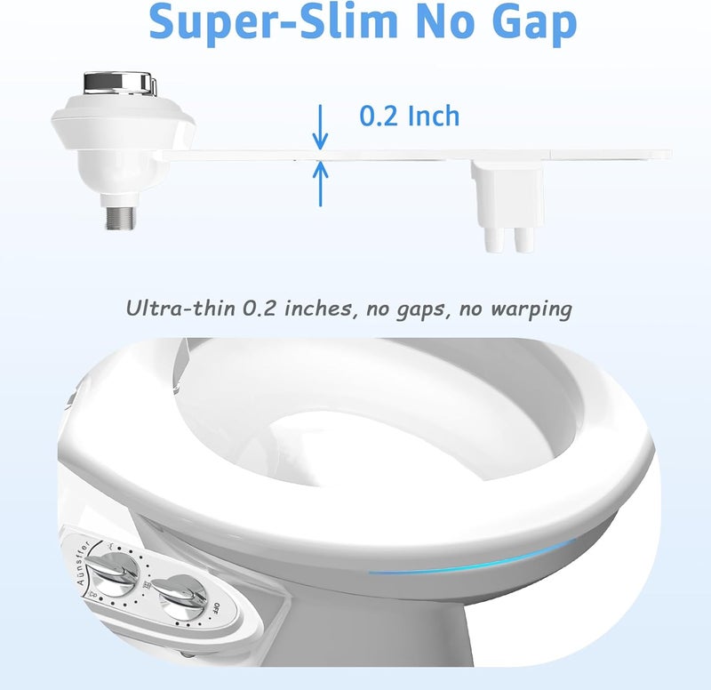 Aünsffer Bidet Toilet Attachment,Non-Electric 3 Wash Modes, Adjustable Water Pressure, Cold Water, White - Image 3