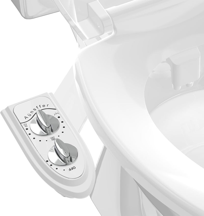Aünsffer Bidet Toilet Attachment,Non-Electric 3 Wash Modes, Adjustable Water Pressure, Cold Water, White - Image 1