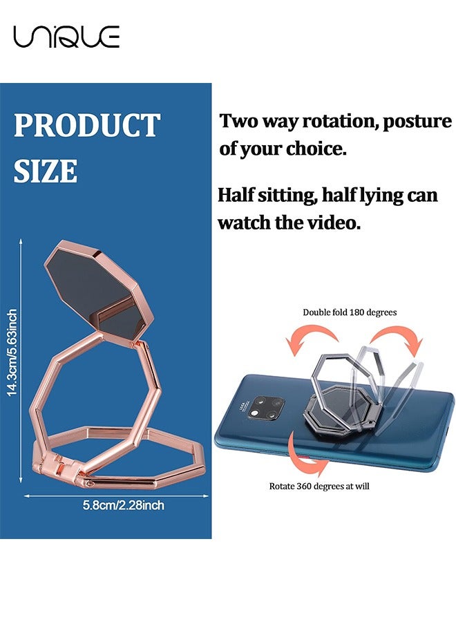 Unique Cell Phone Ring Holder Finger Kickstand, 360° Rotation Cellphone Back Grip, Foldable Metal Ultra-Thin Phone Stand for iPhone iPad Smartphones (with Universal Magnetic Car Mount) (Black) - Image 2