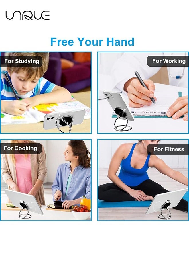 Unique Cell Phone Ring Holder Finger Kickstand, 360° Rotation Cellphone Back Grip, Foldable Metal Ultra-Thin Phone Stand for iPhone iPad Smartphones (with Universal Magnetic Car Mount) (Black) - Image 5