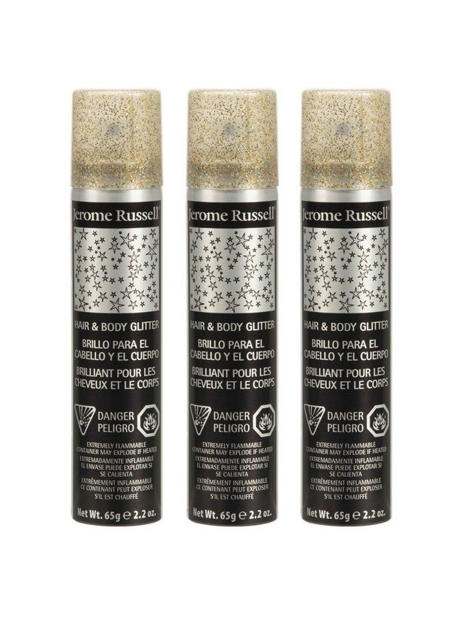 Jerome Russell Temporary Hair And Body Glitter Color Spray Travel Spray Lightweight Adds Sparkly Shimmery Glow Perfect To Use On Hair Skin Or Clothing 2.2 Oz Multi Color X 3 Pack - Image 2