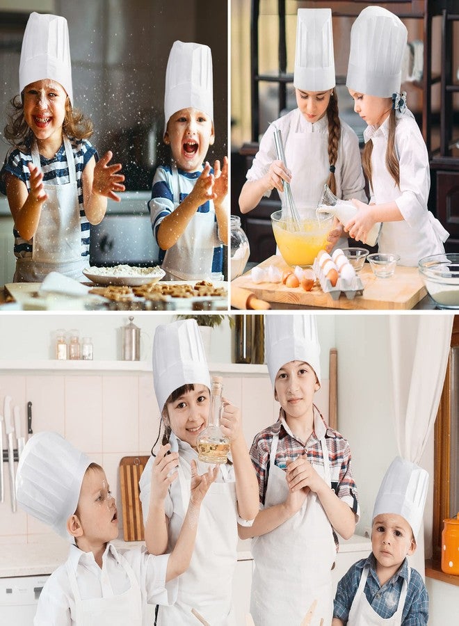 Vabean Kids Apron and Chef Hat Set Child Apron Fabric White Disposable Cooking Set for 7-12 Years Girl Boy Kitchen Baking Painting (40 Pcs) - Image 5