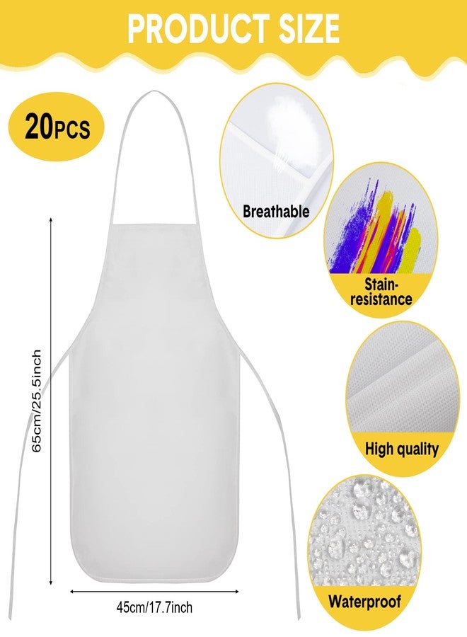 Vabean Kids Apron and Chef Hat Set Child Apron Fabric White Disposable Cooking Set for 7-12 Years Girl Boy Kitchen Baking Painting (40 Pcs) - Image 3