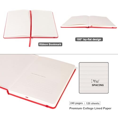 Comix 8 Pack Lined Journal Notebooks for Work, 240 Pages, 5.5"x8.3", Hardcover, A5 Medium College Ruled, Journaling Notebooks for Notes-taking, Fits for Office School Home - Image 4