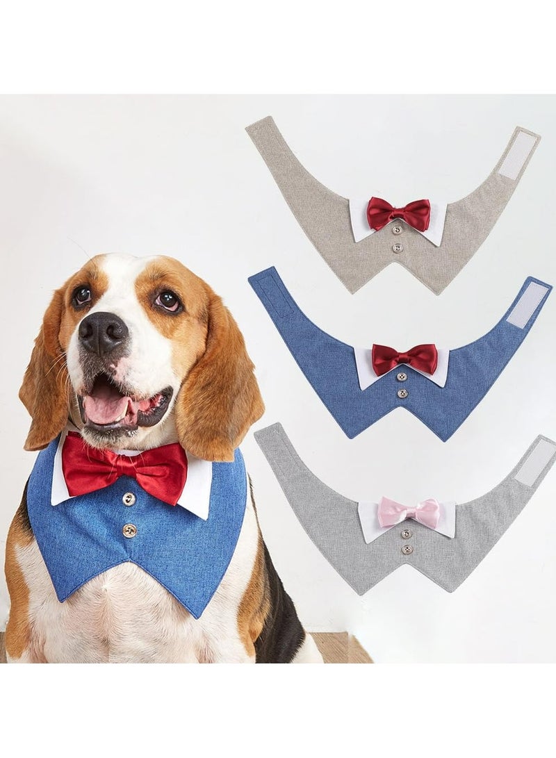 CMGTYYD CMGTYYD Dog Tuxedo,Formal Dog Wedding Bandana Dog Collar with Bow Tie Dog Birthday Costume Adjustable Pet Party Tux Dog Wedding Attire,Dog Valentines Outfit Cosplay for Small Medium Large Pets (Medium,Blue) - Image 2