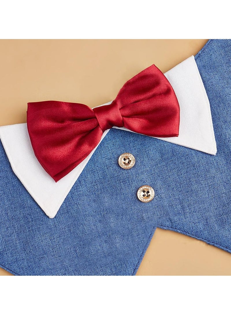 CMGTYYD CMGTYYD Dog Tuxedo,Formal Dog Wedding Bandana Dog Collar with Bow Tie Dog Birthday Costume Adjustable Pet Party Tux Dog Wedding Attire,Dog Valentines Outfit Cosplay for Small Medium Large Pets (Medium,Blue) - Image 5
