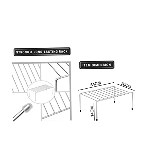12FOR COLLECTION 2pcs Stainless Steel Kitchen Dish Rack Expandable Storage Shelves for Kitchen Cabinets Multipurpose Organizer Extend Up to 580 mm , Free Standing, Tiered Shelf - Image 3