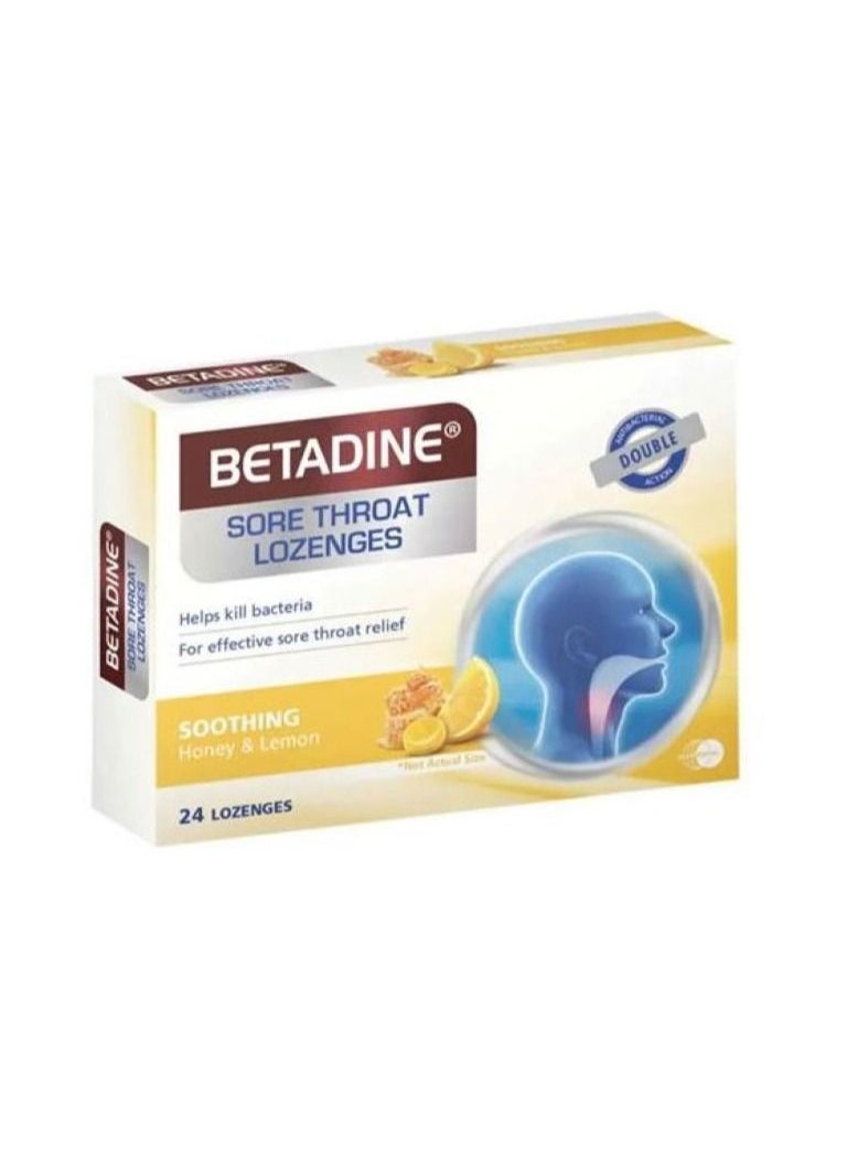 BETADINE - Betadine Sore Throat Lozenges Soothing Honey & Lemon – 24 Lozenges - Image 1