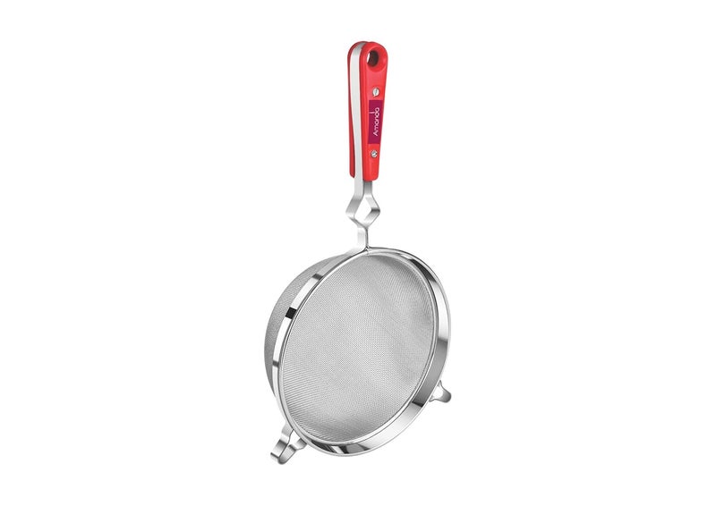 Amanda Amanda Stainless Steel Heavy Juice Soup StrainerLiquid Filter Set of 1 Pc Red Handle Stainer Premium 304 Stainless Steel Size no 8 215 cm Diameter - Image 5