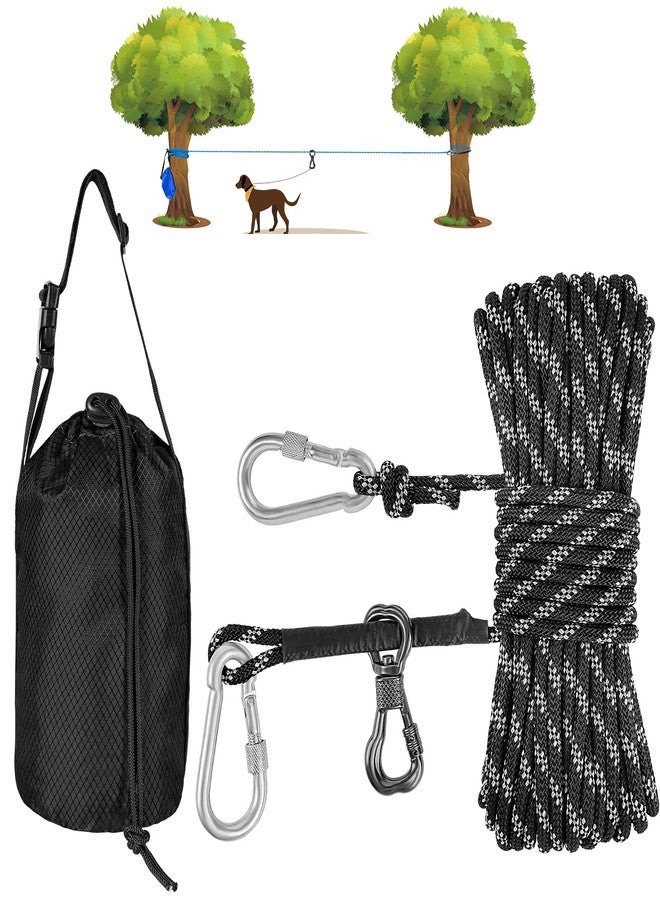 XiaZ Dog Camping Leash, 50ft Portable Overhead Trolley System for Dogs up to 200lbs, Dog Tie Out Cable, Camping, Parks, Outdoor Events,5 min Set-up,Black - Image 1