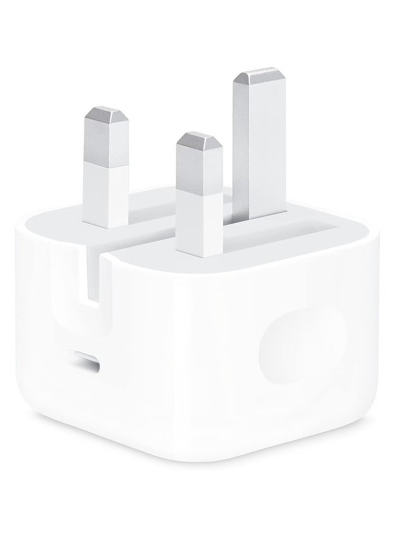 CIVORA Fast Charger for iPhone 14 13 12 Pro Max, 20W USB-C Power Adapter with 1m Lightning Cable, UK Plug Rapid Charging Block for iPhone and iPad - White - Image 3