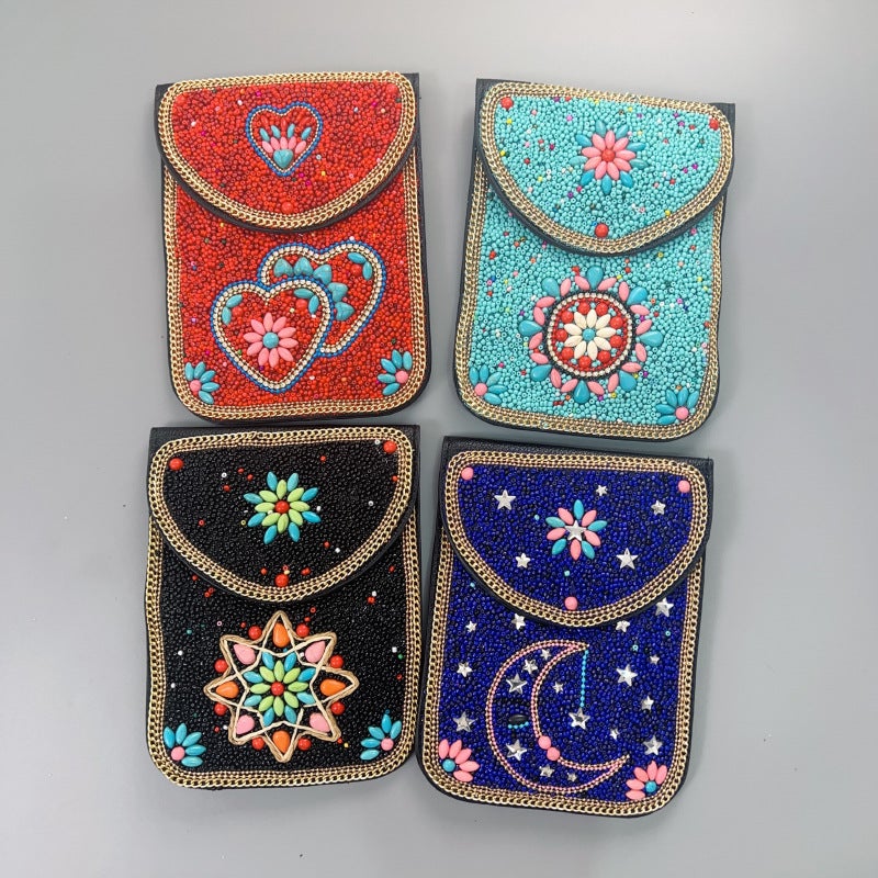 Bohemian Women'S Mobile Phone Bag Xinjiang Inner Mongolia Yunnan Tourist Souvenirs Retro Heavy Industry Rice Bead Shoulder Bag - Image 4