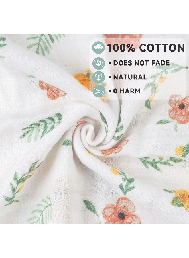 Softan Muslin Swaddle Blankets for Baby Girls & Boys Gift, Large 47X47 inches Receiving Blankets for Newborn, Infant Swaddle Wrap Blanket Set Soft Silky & Breathable, 4 Pack Green Floral - Image 4