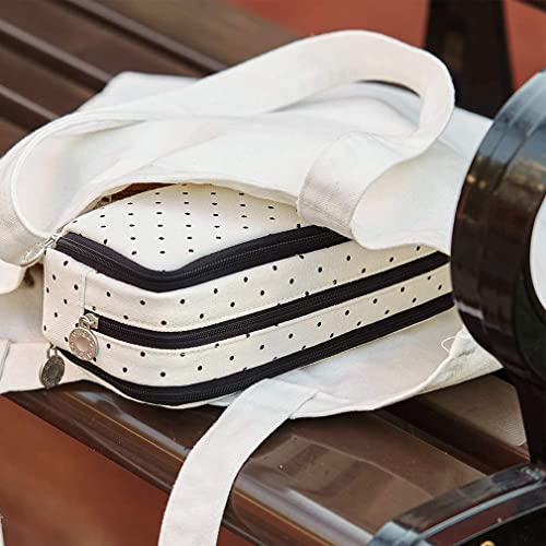 iSuperb Large Pencil Case Big Capacity Pencil Pouch 3 Compartments Pen Bag Canvas Marker Pen Bag for Teen Boys Girls School Students (Black Polka Dot) - Image 3