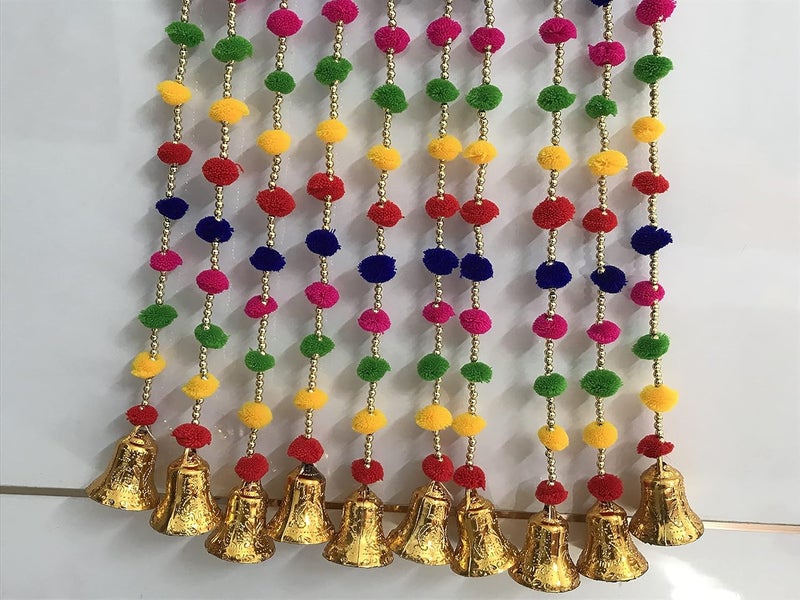 Magpie Document Bag Magpie Collections Handmade Multi Color Strings Pom Pom for DoorWall Hanging Bandhanwar Garland for Decoration Diwali FestivalNavratriWedding 3 FT10 Strings  - Image 5
