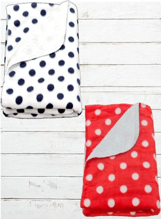 First Kick Baby Blankets New Born Combo Pack of Polka Printed Wrapper Durable Fleece Polyester Towel Cum Baby Sleep Crib Wrapping Sheet (100 cm x 75cm, 0-12 Months) Pack of 2 Red White - Image 1