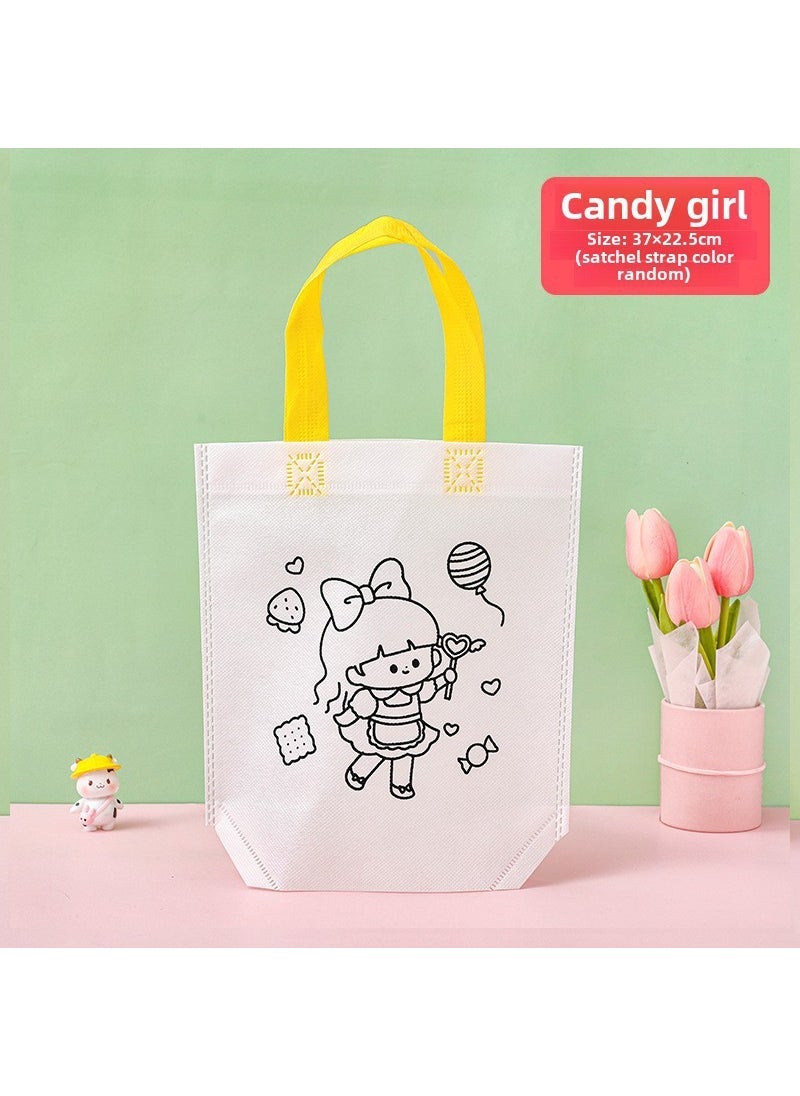 Kids DIY Graffiti Bag Coloring Craft Tote Candy Girl 