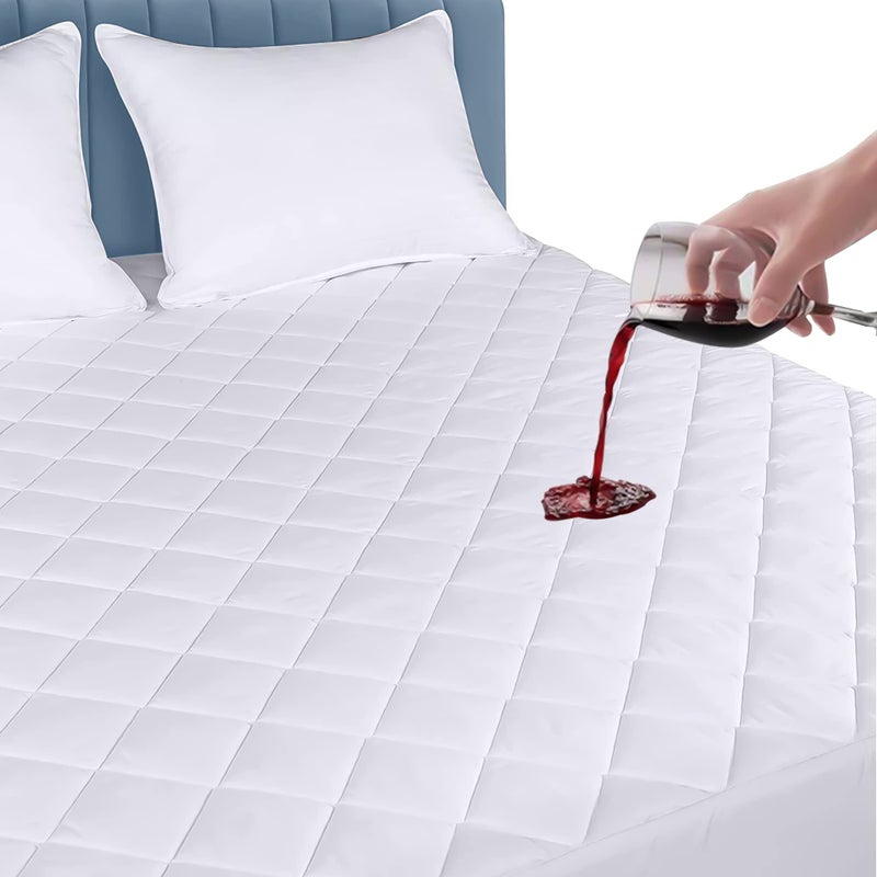 Sunshine Comforts Waterproof Mattress Protector Single Premium Quilted Soft Single Mattress Protector Ultimate Comfort and Protection Mattress Protector Single Bed Hypoallergenic Easy Care White