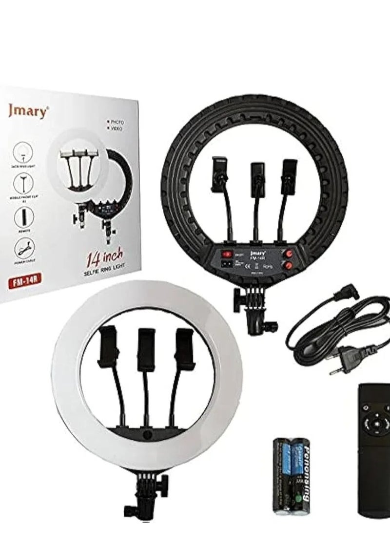 Jmary 18 Inch Ring Light Tripod Mount with 3 Phone Bracket LED Soft Ring Light with Remote Control - Image 2