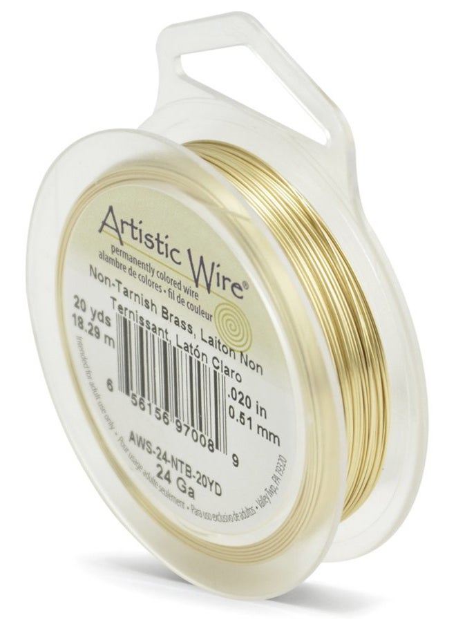 24 Gauge Tarnish Resistant Brass Craft Jewelry Wrapping Wire, Gold Color, 20 yd