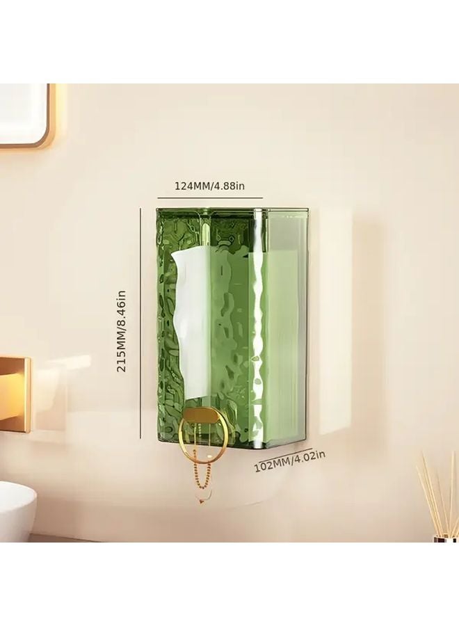 Transparent Green Wall Mounted Paper Towel Dispenser Unique Glacier Pattern Design For Kitchen Bathroom - Image 1