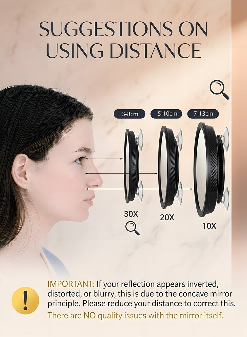 Beauenty 30x Magnifying Glass With Light - Portable Travel Makeup Mirror With 3 Lighting Modes, Compact Design, 3 Suction Cups And Adjustable Bracket, Rechargeable Battery, Including Tweezers, Scissors - Image 3