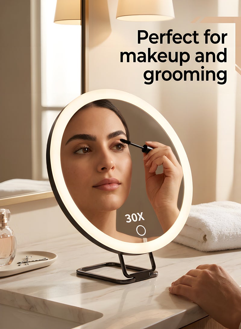 Beauenty 30x Magnifying Glass With Light - Portable Travel Makeup Mirror With 3 Lighting Modes, Compact Design, 3 Suction Cups And Adjustable Bracket, Rechargeable Battery, Including Tweezers, Scissors - Image 4