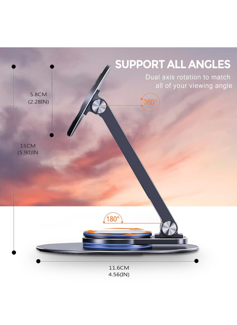 KASTWAVE - Magnetic Desk Phone Stand for iPhone, Aluminum Phone Stand Holder Dock with 360°Rotation Base Adjustable Foldable,  Compatible with iPhone 15/14/13/12 Pro Max/Pro/Mini, Magsafe Case - Image 1