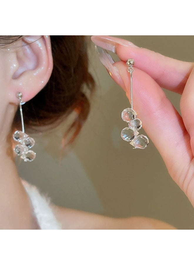 Goolsky S925 Sterling Silver Glass Crystal Drop Tassel Earrings for Women – Chic Minimalist Studs, Elegant Fashion Jewelry, Hypoallergenic Nickel-Free, Daily Wear & Semi-Formal Events (Eid/Weddings/Gatherings) - Image 4