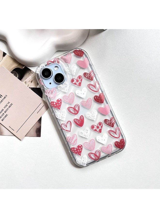 NIBEMINENT Pink Graffiti Heart Protective TPU Case Cover For iPhone 14 Plus Clear - Image 2
