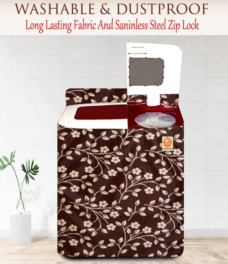 KANUSHI Industries® Black box Design Top Load Semi Automatic Washing Machine Cover (Suitable For 6 Kg, 6.5 kg, 7 kg, 7.5 kg) (VAR2-WASMAC-BLACK-BOX-SEMI-01) (VAR2-WASMAC-BROWN-RAJ-SEMI-01) - Image 2