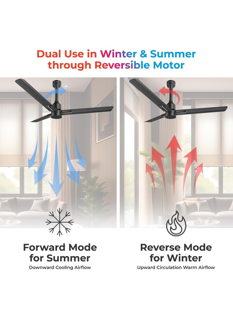 Polycab POLYCAB Wizzy Neo 1200mm 5Star BLDCRemote Ceiling fan for home Free Installation 55 Energy Saving 100 Copper High Air Delivery 6 Speed Setting Reversible Timer 4yr WarrantyBlack Silver  - Image 4