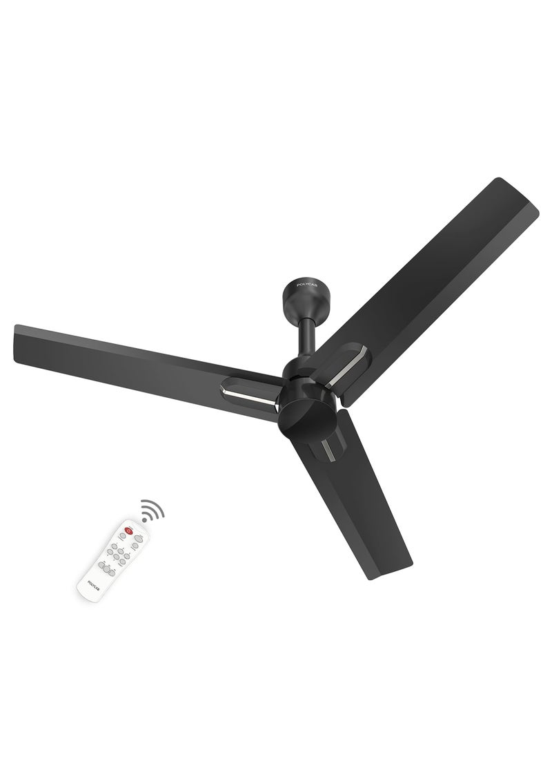 Polycab POLYCAB Wizzy Neo 1200mm 5Star BLDCRemote Ceiling fan for home Free Installation 55 Energy Saving 100 Copper High Air Delivery 6 Speed Setting Reversible Timer 4yr WarrantyBlack Silver  - Image 1