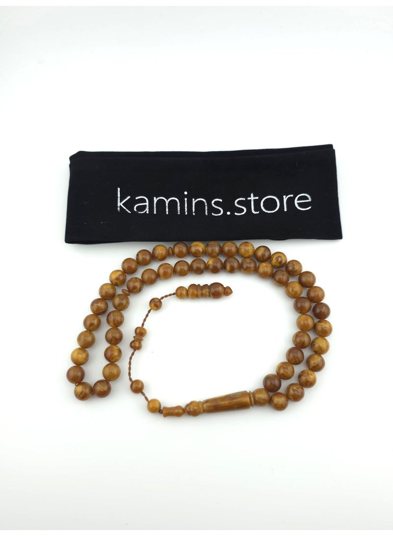 Kamins Collection Brown Turkish Amber Tasbih (Pouch Edition) - Image 1