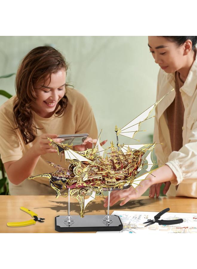 الأزرق جي دبليو ألغاز Bluejw ثلاثية الأبعاد للبالغين - مجموعة بناء نموذج Xanadu المعدني، مجموعات الحرف اليدوية ثلاثية الأبعاد المثيرة للدماغ، الهدايا الإبداعية والديكور المنزلي الصيني - Image 2