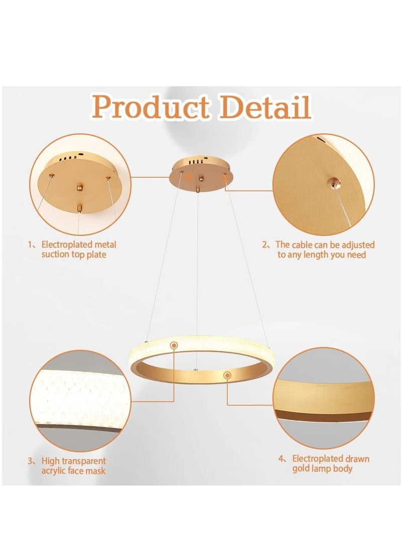YATAI LIGHTING Modern LED Chandeliers Dining Room, Simplicity Gold Acrylic Ring Chandelier for Kichen Table,Study,Adjustable Color Temperature Chandelier Lamp  - Image 3