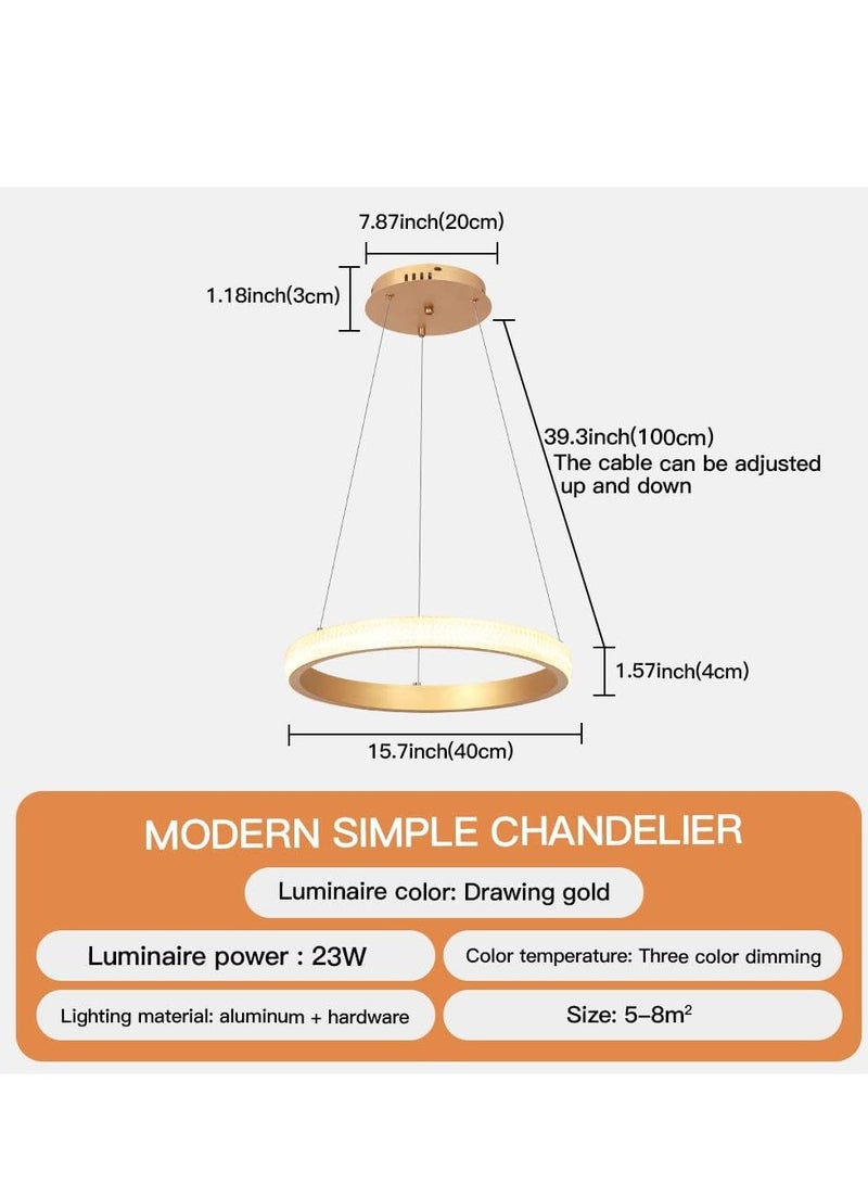 YATAI LIGHTING Modern LED Chandeliers Dining Room, Simplicity Gold Acrylic Ring Chandelier for Kichen Table,Study,Adjustable Color Temperature Chandelier Lamp  - Image 2