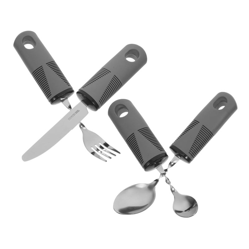 4pcs Bendable Angled Fork Spoon Set Adaptive Utensils For Elderly Hand Tremors Ergonomic Tableware - Image 2