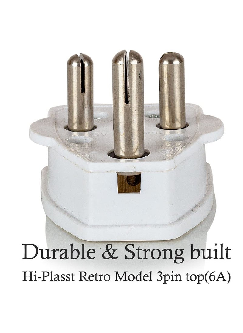 HI PLASST PINS N PLUGS HiPlasst 6A 3Pin Plug Top Pack of 5 Heavy Duty FireResistant Electrical Plug for Iron TV Home Theatre Speakers Hair Dryer Mixer Grinder 6 Amp Easy Installation or Replacing old Plug Top  - Image 3